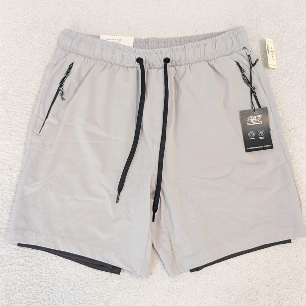 NEW!‎ Aeropostale Aero Active Jogger Shorts Stretch Gray Men's Medium 29X7" NWT.